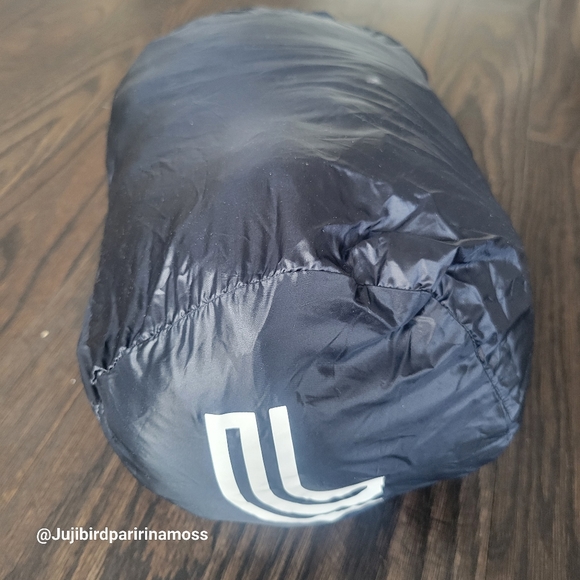 LOLË reversible woman quilted bomber jacket with hood navy champagne size S - Picture 4 of 6